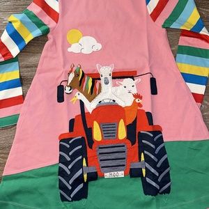 BNWOT Boden Tractor Animal Dress 8/9